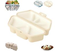6 in 1 Onigiris Mold, 6 in 1 Mold for Making and Storing Sushi, Triangle Sushi Molds, Quick to Make, Easy to Store Carry, for Meal Prep, Lunch, Family Cooking (1PCS- Beige)