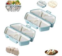 6 in 1 Onigiris Mold, 6 in 1 Mold for Making and Storing Sushi, Triangle Sushi Molds, Quick to Make, Easy to Store Carry, for Meal Prep, Lunch, Family Cooking (2pcs-blue)