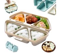6 in 1 Onigiris Mold,Triangle Sushi Mold,Quick to Make 6pcs Rice Ball Molds,Easy to Store Carry and Clean,Foldable Design for Picnic & Daily Storing Sushi and Making (Beige)
