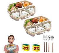 6 in 1 Rice Ball Mold, Triangle Rice Ball Molds, Foldable Multifunctional Triangle Rice Ball Mold, for Making and Storing Sushi, Quick to Make, Easy to Store Carry and Clean (2, Beige)