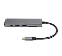 6 in 1 Type C Hub to USB PD Fast Charge Docking Station, Supports 4K Resolution, 100W Fast Charging, USB3.0, SD/TF Card Reader