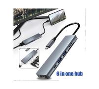 6-in-1 USB C Hub Type-C to HDMI 4K 2 USB 3.0 SDs TF Card Reader 100W PD Charging Adapter Dock Station for Laptop New