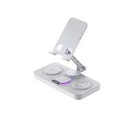 6-in-1 Wireless Charger Station Desktop Tablet Holder LED Light Clock Type C Port for 17-12 Watch AirPods,B