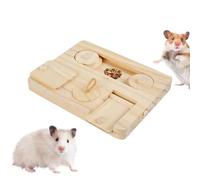 6-in-1 Wooden Foraging Toy with & Treat Dispenser | 7x5.5x0.8 Inch Small Pet Puzzle | Interactive Enrichment For Guinea Pigs Hamsters | Rabbit Mouse Mental Stimulation Maze