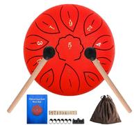 6 Inch 11 Note Steel Drum for Kids with Carry Bag, Mallets, Music Book & Finger Picks, C Tone Calming Steel Drum for Beginner Handpan (Red)