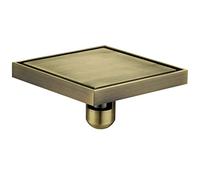 6 Inch Invisible Shower Floor Drain Brass Square Shower Floor Drain Removable Cover, Bathroom Drainer with Hair Strainer for Kitchen Washroom Garage Basement(Bronze-B)