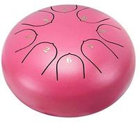 6 Inch Steel Tongue Drum Percussion Instrument D Major 8 Sounds with 2 Drumsticks 4 Finger Cover Carrying Bag and Sticker, for Yoga Zazen Meditation (Pink)