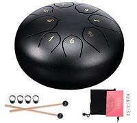 6 Inch Steel Tongue Drum Percussion Instrument D Major 8 Sounds with 2 Drumsticks 4 Finger Cover Carrying Bag and Sticker, for Yoga Zazen Meditation (Golden)