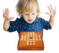 6 Inches Wooden Solitaire Board Game - Wood Wooden Board Strategy Chess For Students | Cognitive Checkers Solitaire Chess Games For Kids Family B́oards Game