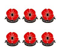 6 insignias de amapola de recuerdo, insignias de amapola roja y dorada, broche de recuerdo para nunca olvidar a los veteranos