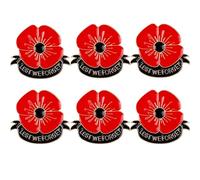 6 insignias de amapola, insignias y pines de amapola 2025, pines de insignia de amapolas del día del recuerdo para nunca olvidar a los veteranos