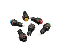 6 interruptores de botón de plástico de 12 mm DS-211/DS-213 de autobloqueo/reinicio momentáneo, 1 A, 250 V CA, 2 pines, 6 colores