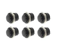 6 interruptores de botón momentáneos 16 mm, 6 A/125 V CA, 3A/250 V CA, interruptores redondos, interruptores de 2 pines, R13-507, botones eléctricos