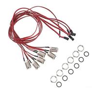 6 interruptores de botón momentáneos de metal de 12 V de 12 mm con diseño impermeable precableado de 2 pines para uso automotriz y marino