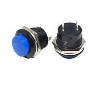 6 interruptores de botón pulsador momentáneos de 16 mm, 6 A/125 V CA, 3 A/250 V CA, con rearme automático, redondos, R13-507, 6 colores(Blue)