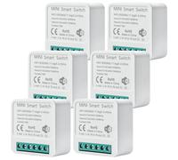 6 interruptores de luz inteligentes, módulo de 2 vías: mini interruptor Wi-Fi, se ajusta detrás del interruptor de pared, interruptor de luz inteligente, módulo compatible con Tuya, Alexa y Google