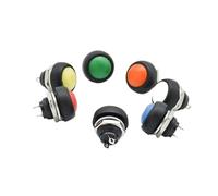6 interruptores redondos con botón pulsador momentáneo impermeable de 12 mm, 1 A, 250 V