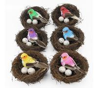 6 juegos de decoración para nido de pájaros, decoración para nido de pájaros, decoración rústica y decoración de primavera, mesa de Pascua o de corto