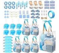 6 juegos de premios para baby shower para ganadores del juego, regalos de baby shower, incluyendo diadema, cepillo para el pelo, caja de joyería con pulsera, espejo, polvos, corbata, pinza para el