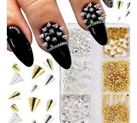 6 juegos de uñas góticas de metal, varios diseños únicos, decoraciones de grado experto para uñas, artistas, adornos góticos de arte de uñas