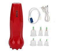 6 Juegos de Ventosas, Máquina de Terapia de Ventosas Eléctrica Portátil con Bomba, Dispositivo de Cuidado de Raspado de Masaje Corporal, 6 Ventosas de Vacío Profesionales, Kit de Ventosas(Rojo)