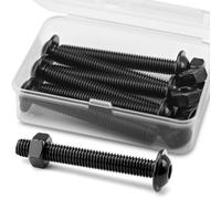 (6 Juegos) Juego de Tornillos y Tuercas Allen M8 x 60 mm, Acero Inoxidable 304 Óxido Negro, Tornillos de Cabeza Plana, Pernos de Brida, Tornillos de Brida