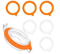 6 Juntas de Silicona para Tarros Conserva, 9,5 cm Sellos Herméticos Silicona Anillos Repuesto a Prueba Fugas para Tarros Conserva Vidrio de Boca Regular Mason (Blanco, Naranja)