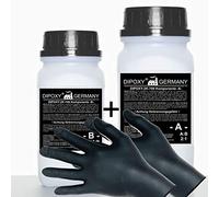 6 kg Resina epoxi 2C + guantes, dos componentes Madera Cristal Transparente para laminar Resina de epoxy para mesa suelo Terra Acuario Formas Diseño UV Estable adhesivo