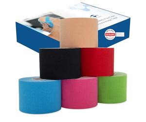 6 Kinesiotape axion® | Cintas kinesiológicas elásticas de varios colores | Tiras adhesiva deportiva | Rollos para vendaje neuromuscular y fisioterapia | Soporte articular y muscular
