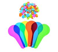 6 láminas translúcidas de colores, 1 paquete de parches geométricos, juguetes divertidos experimentales, placas de filtro de paleta de colores, juguetes para niños, accesorios de actividad de
