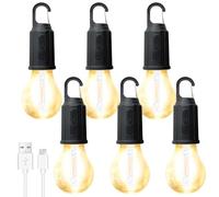 6 lámparas de camping, farolillos LED para camping, linterna recargable, con gancho, lámpara de camping recargable, lámpara portátil para camping, aventura, pesca, emergencia
