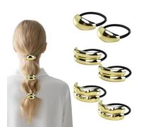 6 lazos de metal para el cabello, puños dorados para cola de caballo, lazos para el cabello grueso, lazos elásticos para el cabello para mujer, accesorios para el cabello