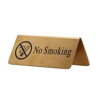 6 letreros de metal para mesa, de acero inoxidable, doble cara, para ahorrar espacio, dorados, fiestas, bodas, hoteles, restaurantes, 4,7 x 2,1 pulgadas (No Smoking)