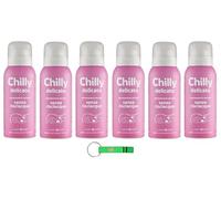 6 limpiadores íntimos Chilly sin aclarado Delicato - Utilízalo en papel higiénico - Adecuado para pieles sensibles 100 ml + llavero Beni Culinari gratis