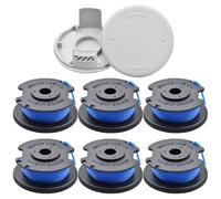 6 líneas de carrete de desbrozadora, 2 cubiertas de carrete compatibles con Ryobi One+ AC14RL3A RAC124 OLT1832 RLT183215 RLT2925 RLT1825M13, repuesto para cable de bobina de recortadora inalámbrica