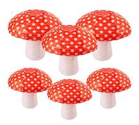 6 linternas de papel en forma de hongo, linterna temática de selva 3D del bosque del país de las maravillas colgante de hongos, adorno de fiesta de cuento de hadas para cumpleaños, boda, jardín, baby shower, decoración de fiesta (rojo)