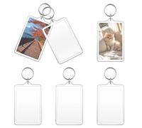 6 llaveros de acrílico transparente para fotos, mini llavero de fotos para bricolaje, marco de fotos transparente en blanco, llavero para regalos de graduación personalizados, accesorio de 2.75 x 1.75