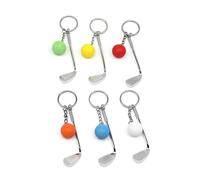 6 llaveros de golf con soporte para palo y pelota con palo y colgante, llavero de metal para golfista