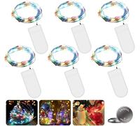 6 luces de 20 luces LED con temporizador, 2 m LED micro pilas, cobre, iluminación navideña para habitaciones, interiores, Navidad, exteriores, fiestas, bodas (color)