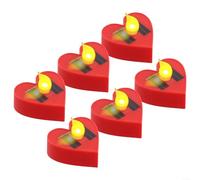 6 luces solares de jardín al aire libre amor vela forma impermeable simulación parpadeo para camino patio decoración 15 cm (rojo)