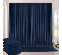 6 m×3 m sin Arrugas Cortinas sobre Fondo Azul Marino para la Fiesta de Boda, 4 Paneles de poliéster Marino de 1,5 m × 3 m Fondo Teatro decoración cumpleaños Baby Party Nupcial Ducha fotografía