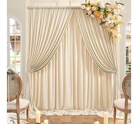 6 m × 3 m sin Arrugas Cortinas sobre Fondo Beige para la Fiesta de Boda, 4 Paneles de poliéster Beige de 1,5 m × 3 m Fondo Teatro decoración cumpleaños Baby Party Nupcial Ducha fotografía