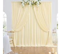6 m × 3 m sin Arrugas Cortinas sobre Fondo champán para la Fiesta de Boda, 4 Paneles de poliéster, champán, 1,5 m × 3 m, Fondo Teatro, decoración de cumpleaños, Fiesta Nupcial de Ducha, fotografía