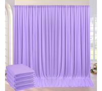 6 m × 3 m sin Arrugas Cortinas sobre Fondo de Lavanda para la Fiesta de Boda, 4 Paneles de poliéster, Lavanda de 1,5 m × 3 m, Fondo Teatro, decoración de cumpleaños, Fiesta Nupcial de Ducha,