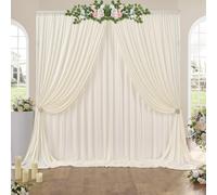 6 m × 3 m sin Arrugas Cortinas sobre Fondo Marfil para la Fiesta de Boda, 4 Paneles de poliéster Marfil de 1,5 m × 3 m Fondo Teatro decoración cumpleaños Fiesta Nupcial Ducha fotografía