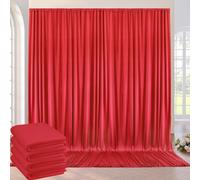 6 m × 3 m sin Arrugas Cortinas sobre Fondo Rojo para la Fiesta de Boda, 4 Paneles de poliéster Rojo de 1,5 m × 3 m Fondo Teatro decoración cumpleaños Baby Party Nupcial Ducha fotografía