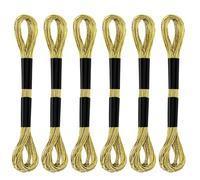 6 Madejas de Hilo de Bordar, Hilo de Bordar Metálico Hilo de Punto de Cruz para Coser Hacer Manualidades con Hilo Suministros de Arte (Oro)