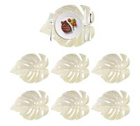 6 Manteles Individuales de Hoja Dorada Ahuecados - Forma de Hoja de Simulación, Resistentes al Calor de PVC Lavables para Mesa, Decoración de Comedor (33x45 cm)