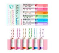 6 marcadores de curvas multicolor para estudiantes, profesores, herramientas de escritura vibrantes y suaves, marcadores esenciales de dibujo de líneas artísticas