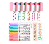 6 marcadores de curvas multicolor para estudiantes, profesores, herramientas de escritura vibrantes y suaves, marcadores esenciales de dibujo de líneas artísticas